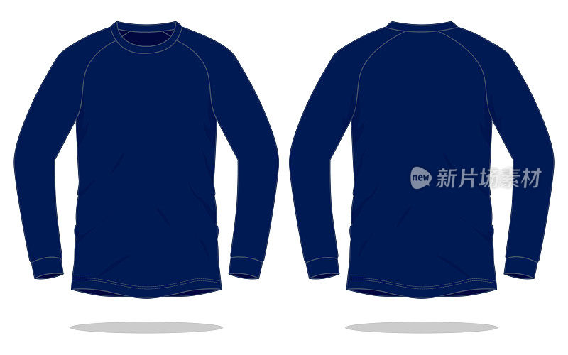 Long Sleeve Navy Blue T-Shirt Vector for Template